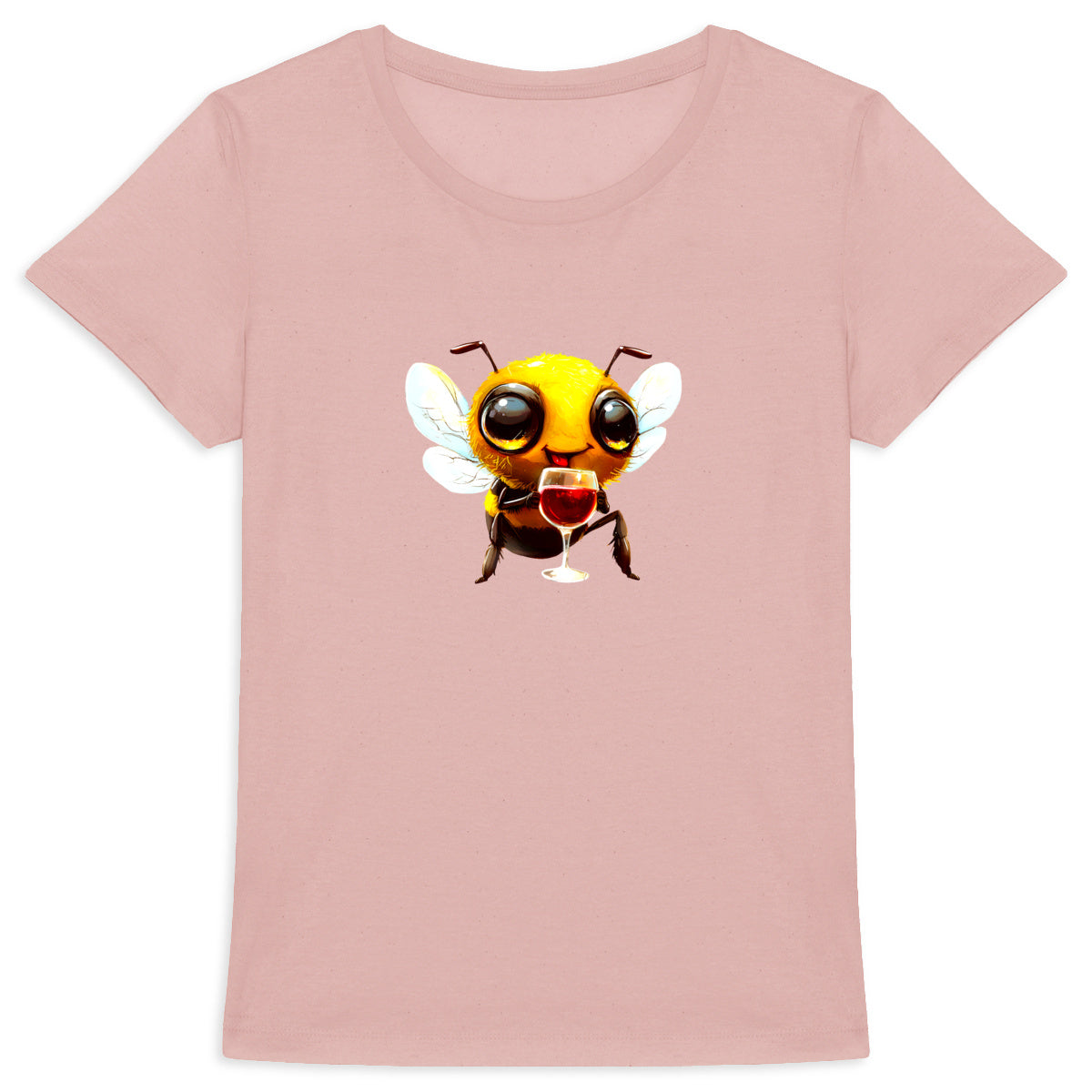 Bee Drinking Wine 1 Front T-shirt Femme à Col Rond