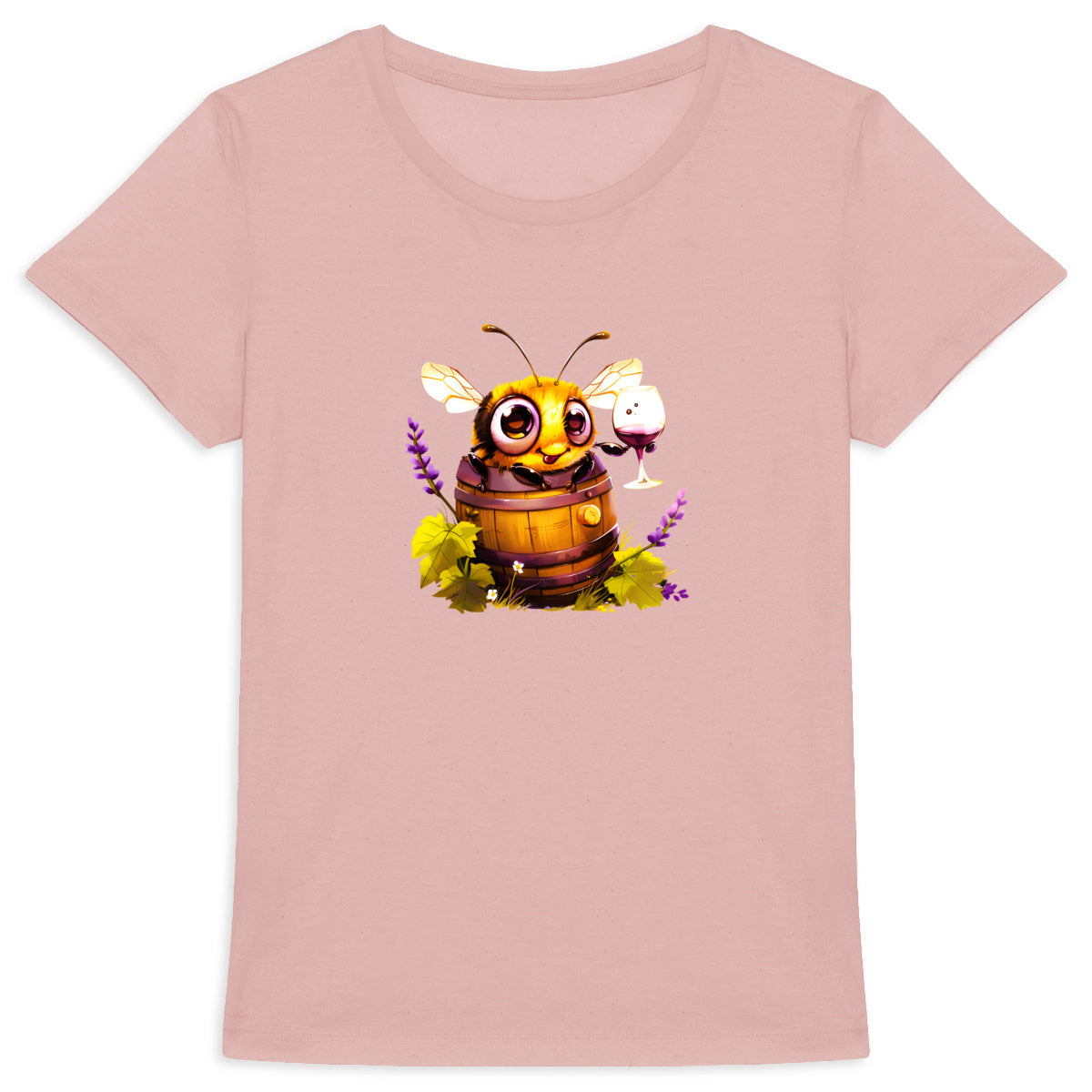 Bee Drinking Wine 3 Front T-shirt Femme à Col Rond