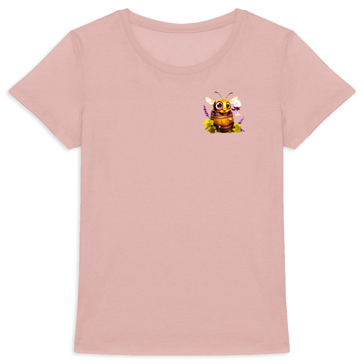 Bee Drinking Wine 3 Logo T-shirt Femme à Col Rond