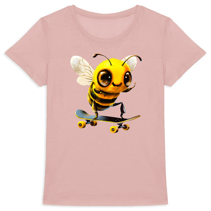 Skateboarding Bee Front T-shirt Femme à Col Rond