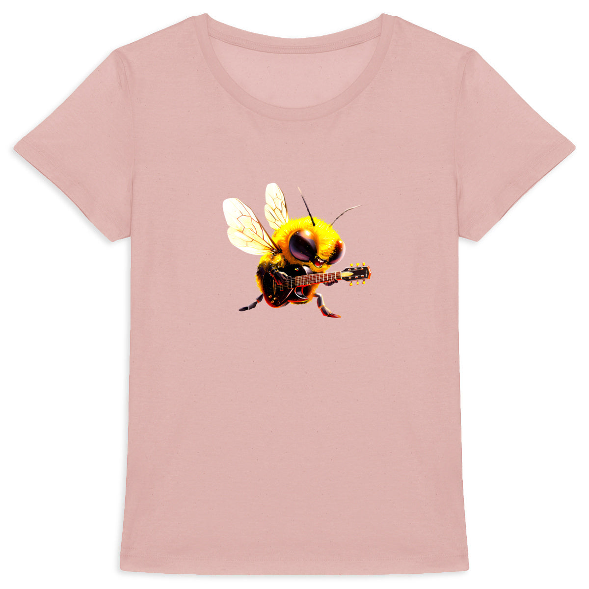 Guitar Bee 2 Front T-shirt Femme à Col Rond