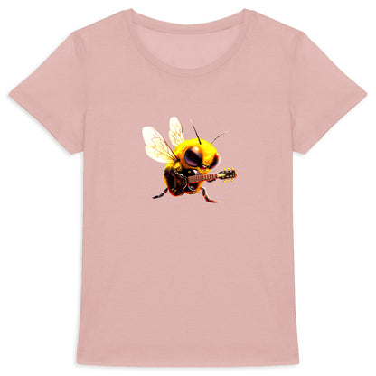 Guitar Bee 2 Front T-shirt Femme à Col Rond