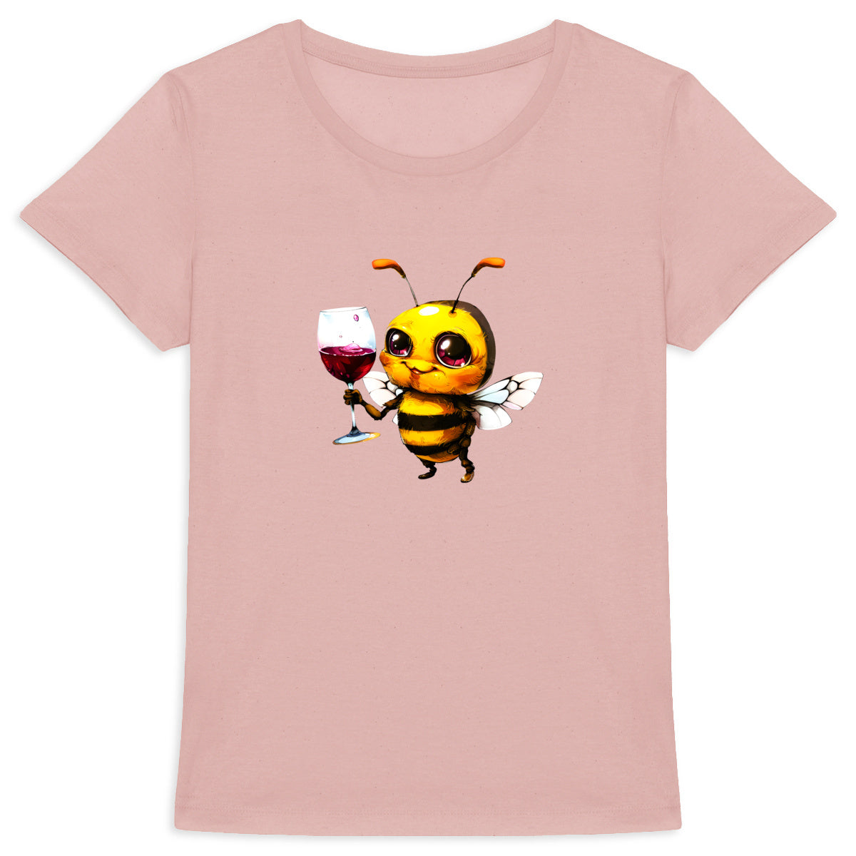 Bee Drinking Wine 2 Front T-shirt Femme à Col Rond