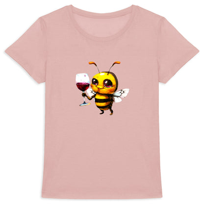 Bee Drinking Wine 2 Front T-shirt Femme à Col Rond