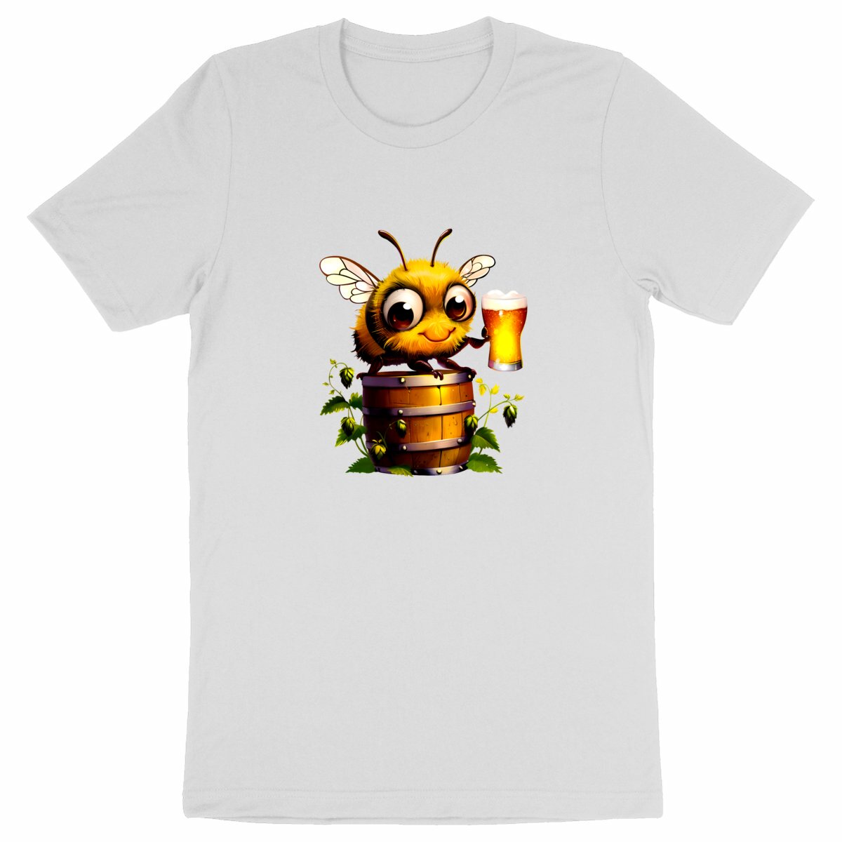 Bee Drinking Beer 2 Front T-shirt Homme à Col Rond