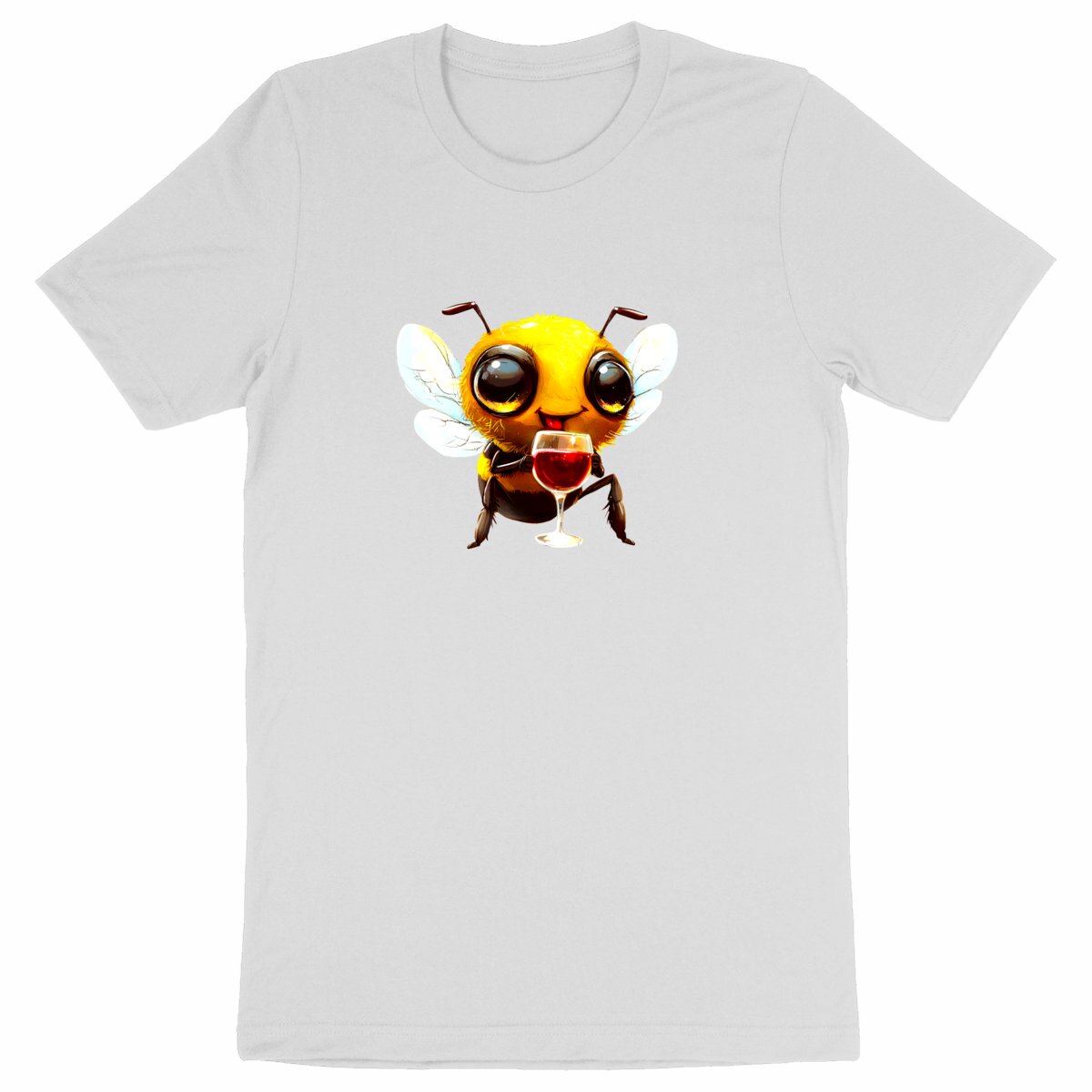 Bee Drinking Wine 1 Front T-shirt Homme à Col Rond