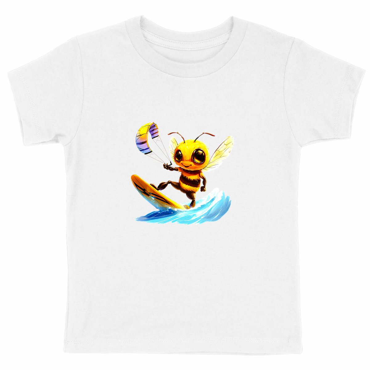 Kitesurfing Bee Front T-shirt Enfant à Col Rond