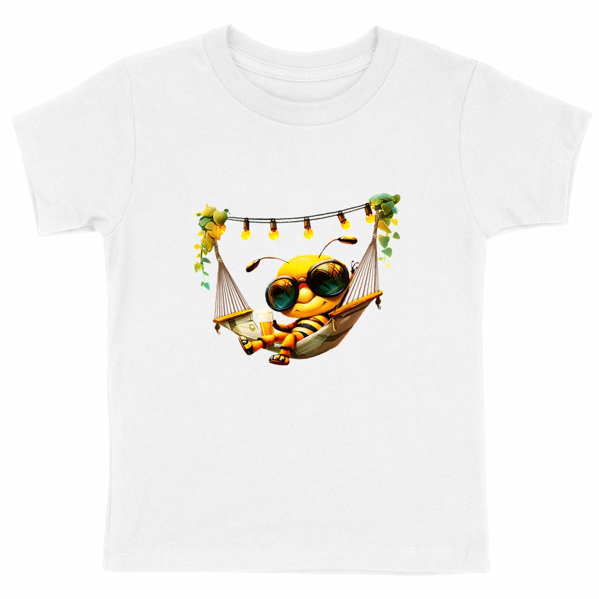 Chilling Out Bee in the Hammock Back T-shirt Enfant à Col Rond