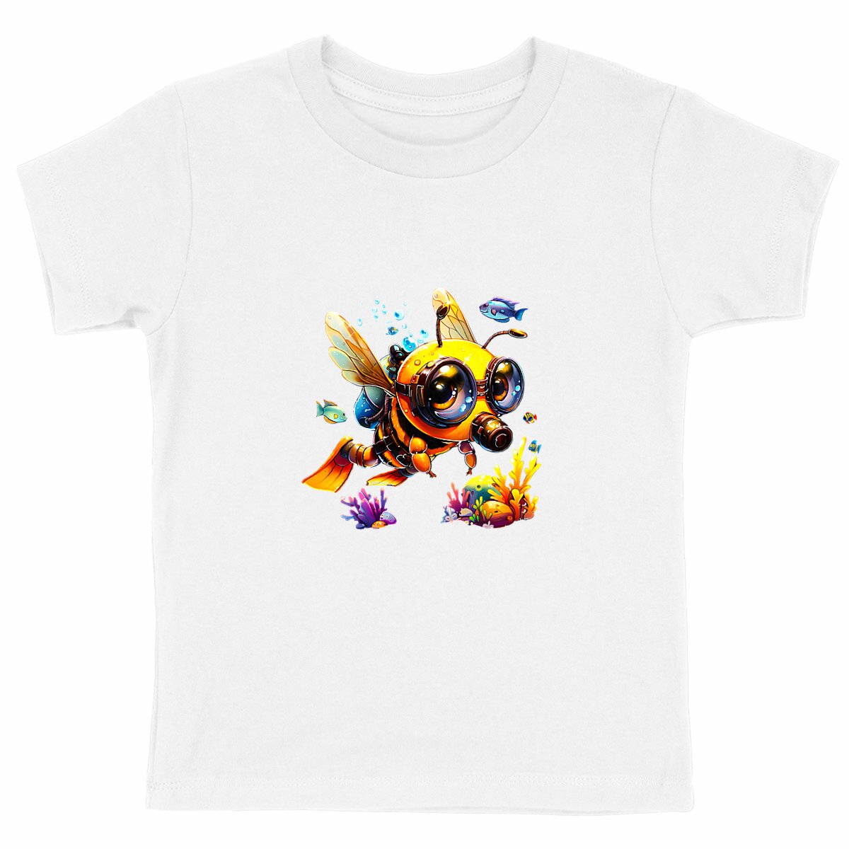 Diving Bee Front T-shirt Enfant à Col Rond