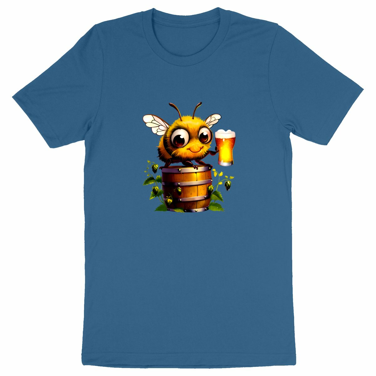 Bee Drinking Beer 2 Front T-shirt Homme à Col Rond