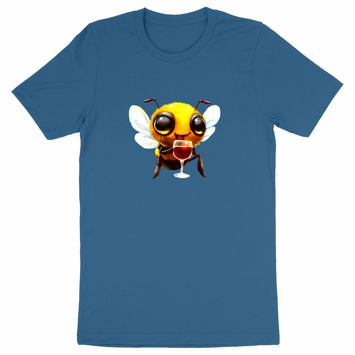 Bee Drinking Wine 1 Front T-shirt Homme à Col Rond