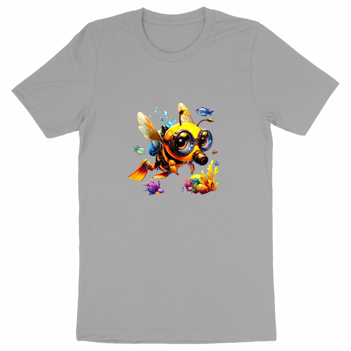 Diving Bee Front T-shirt Homme à Col Rond