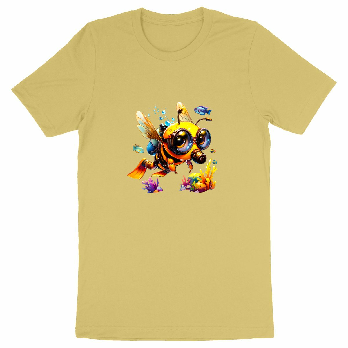 Diving Bee Front T-shirt Homme à Col Rond