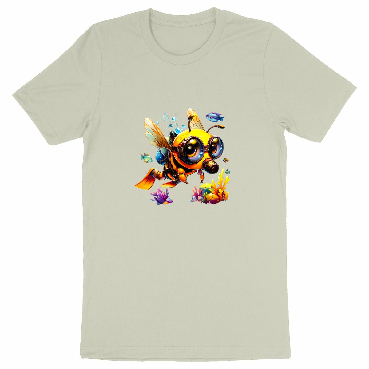 Diving Bee Front T-shirt Homme à Col Rond