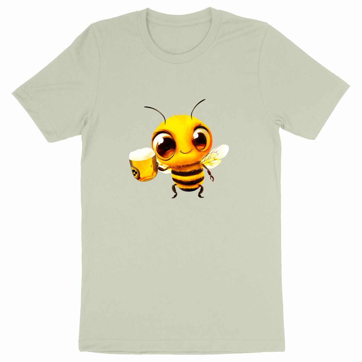 Bee Drinking Beer 2 Front T-shirt Homme à Col Rond