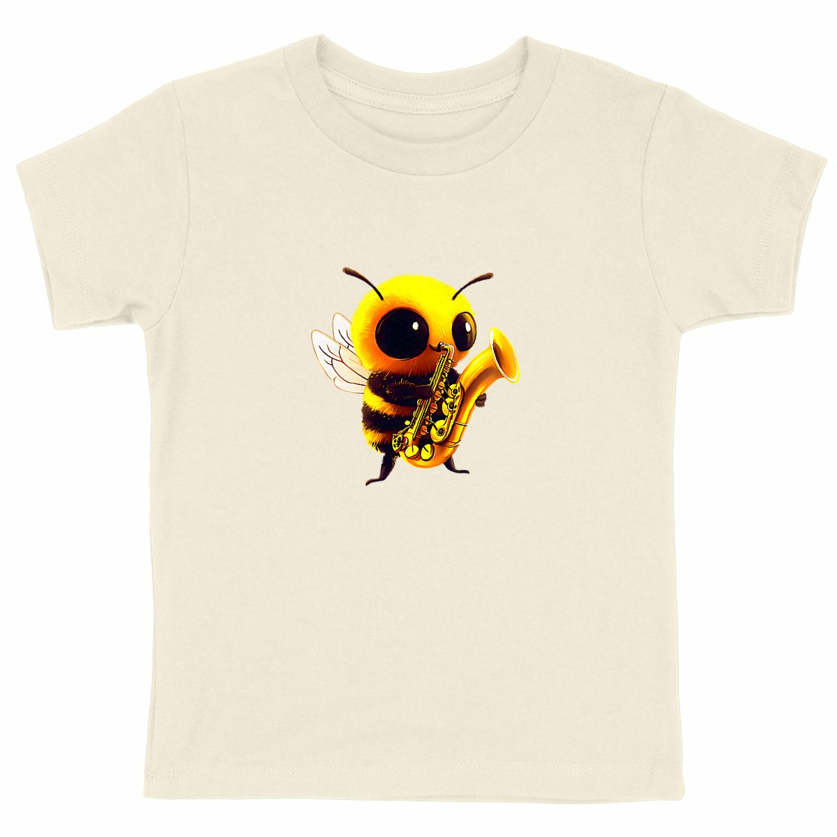 Saxophone Bee 1 Front T-shirt Enfant à Col Rond