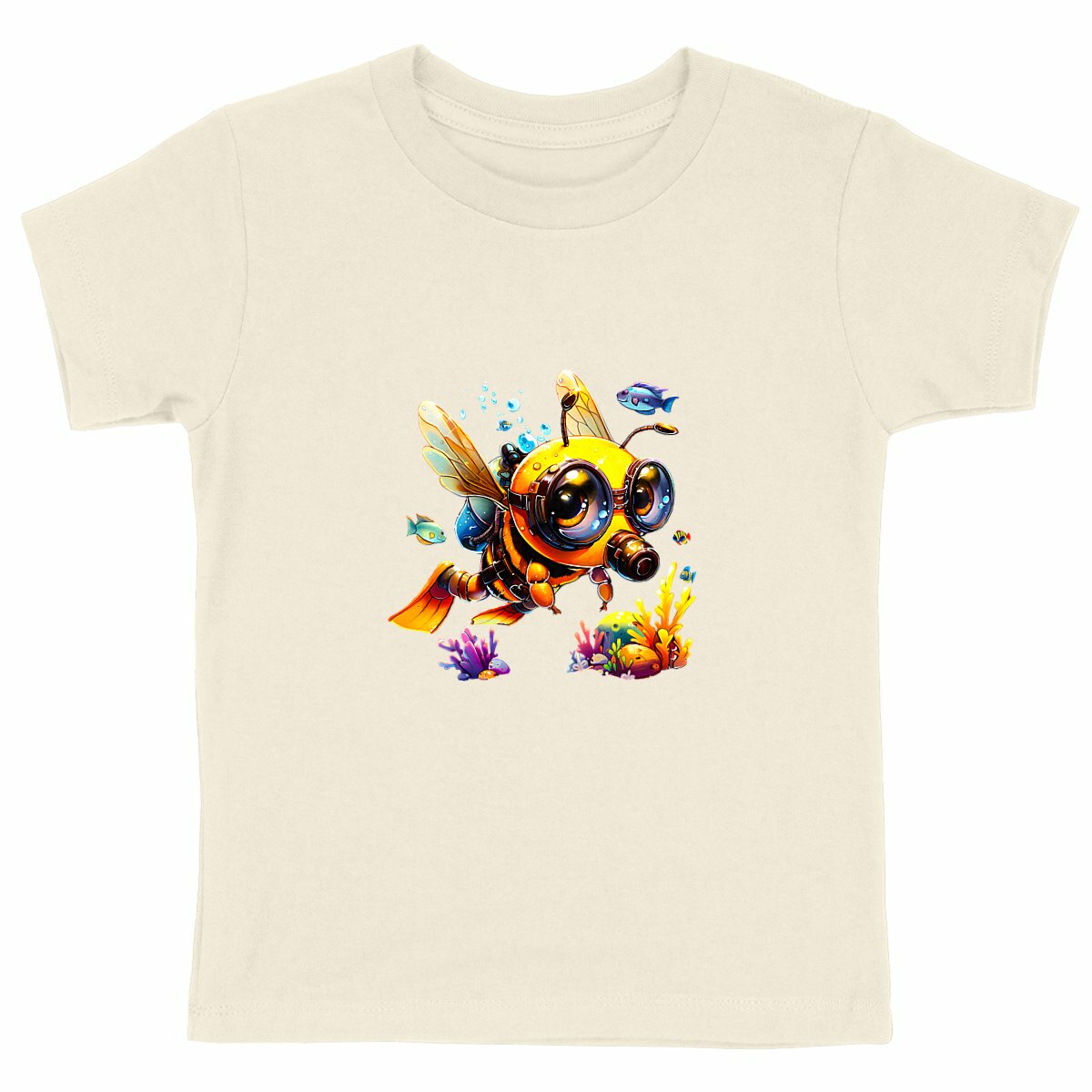 Diving Bee Front T-shirt Enfant à Col Rond