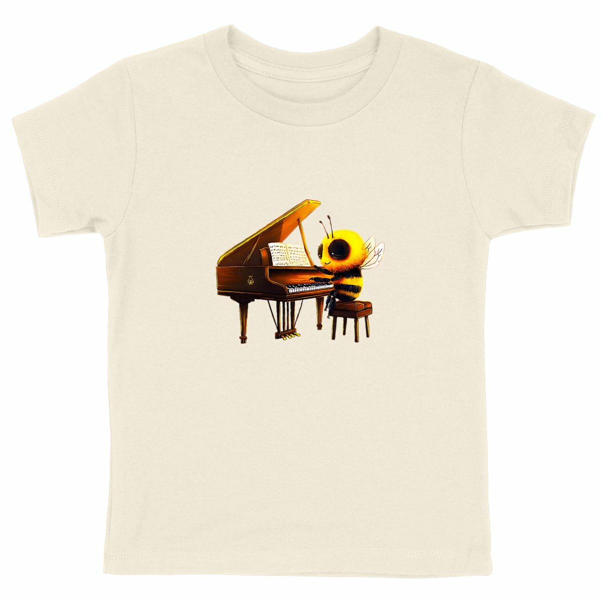 Piano Bee 1 Front T-shirt Enfant à Col Rond