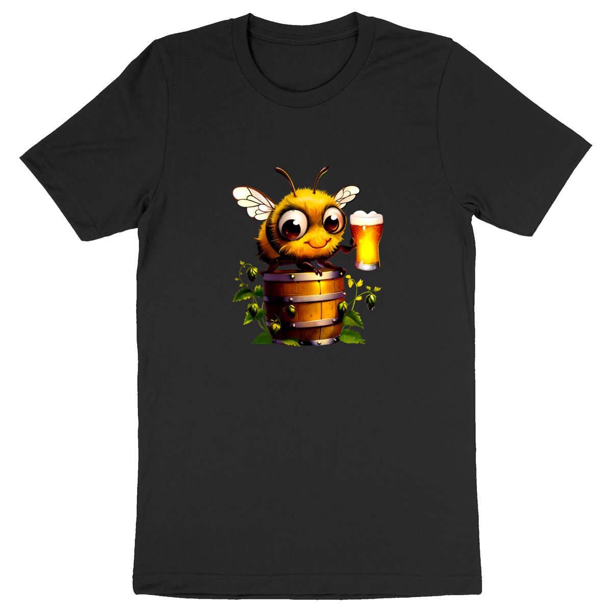 Bee Drinking Beer 2 Front T-shirt Homme à Col Rond