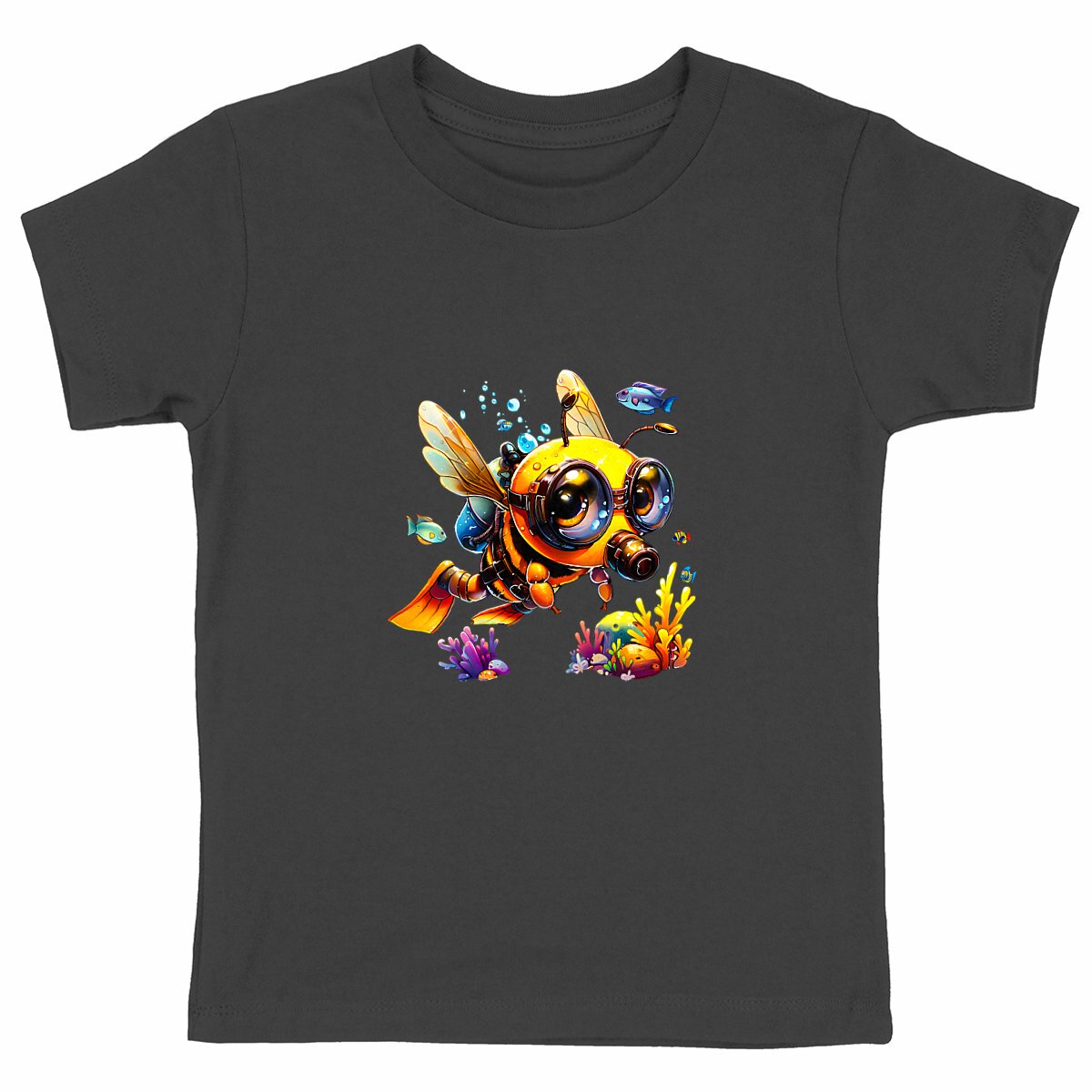 Diving Bee Front T-shirt Enfant à Col Rond