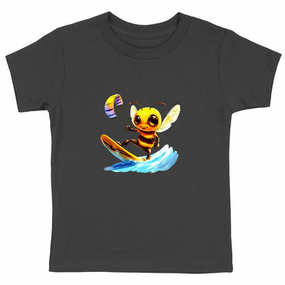 Kitesurfing Bee Front T-shirt Enfant à Col Rond