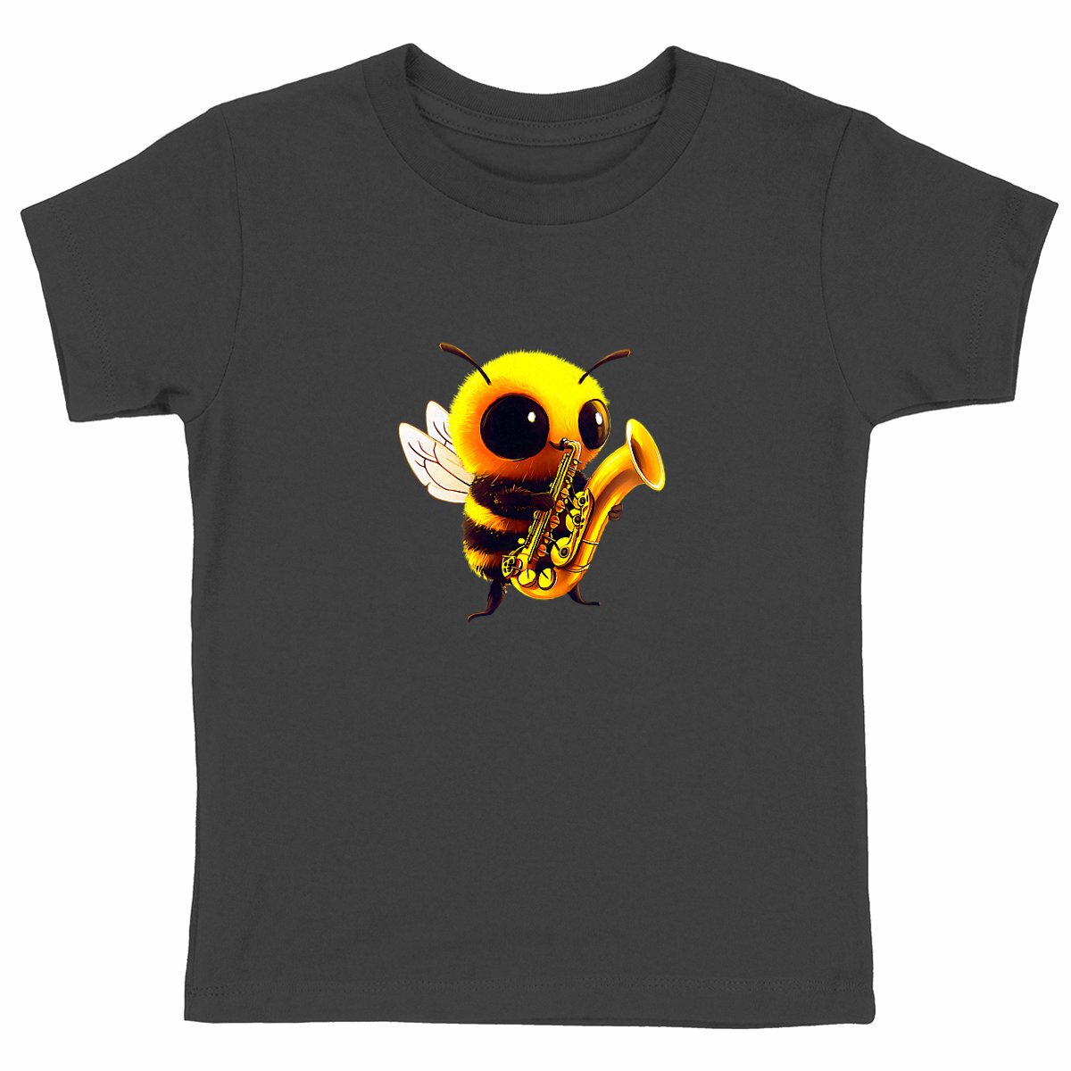 Saxophone Bee 1 Front T-shirt Enfant à Col Rond