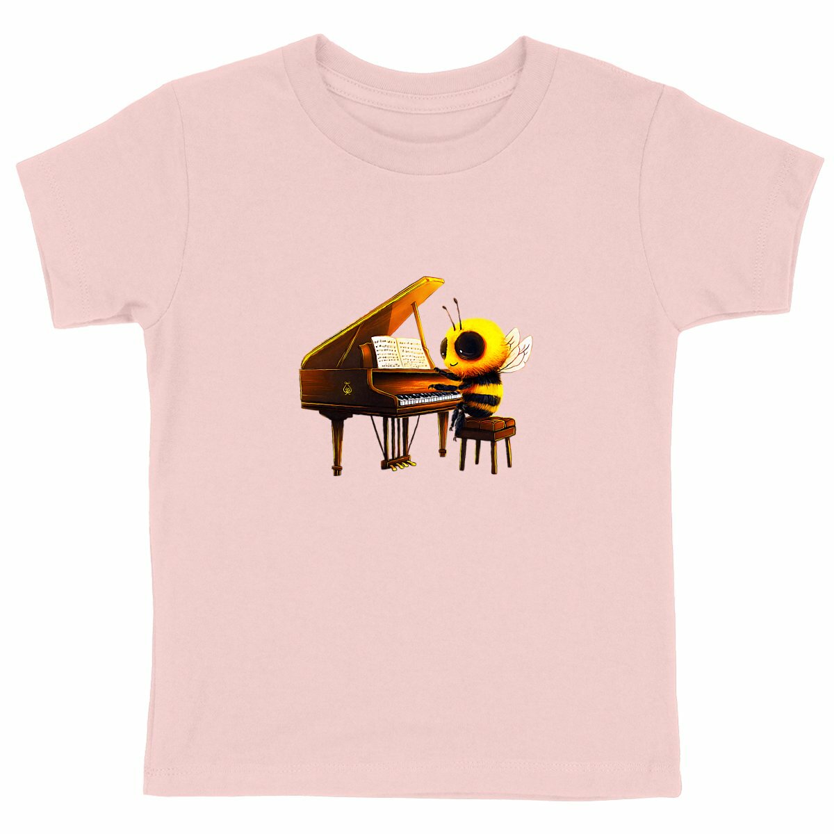 Piano Bee 1 Front T-shirt Enfant à Col Rond