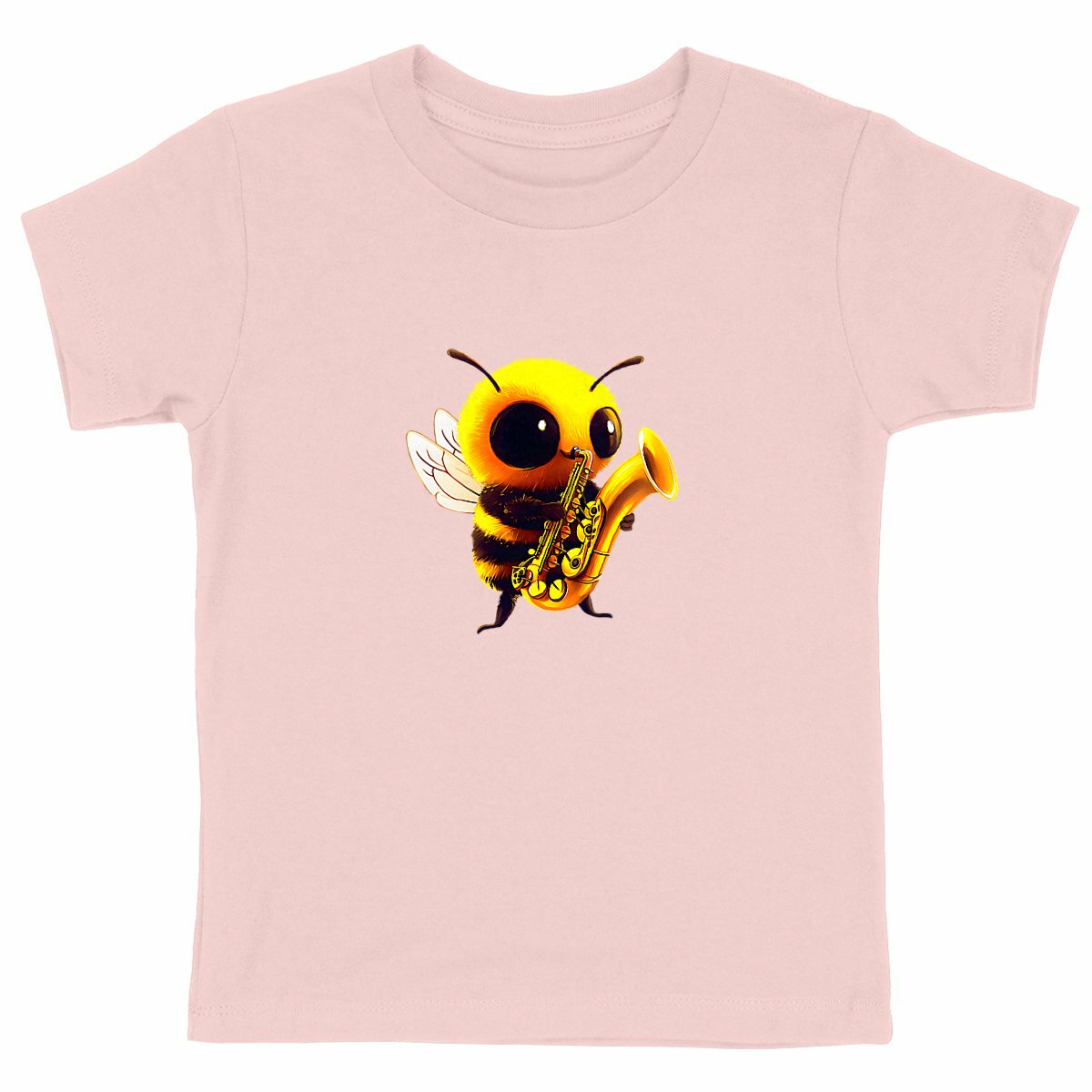 Saxophone Bee 1 Front T-shirt Enfant à Col Rond