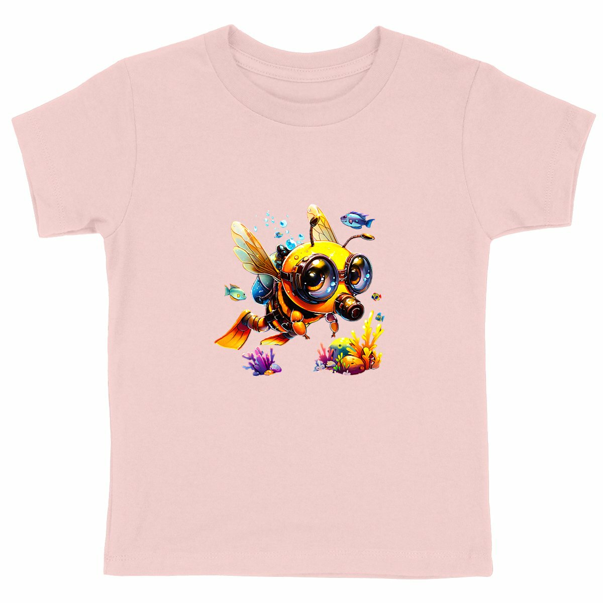 Diving Bee Front T-shirt Enfant à Col Rond