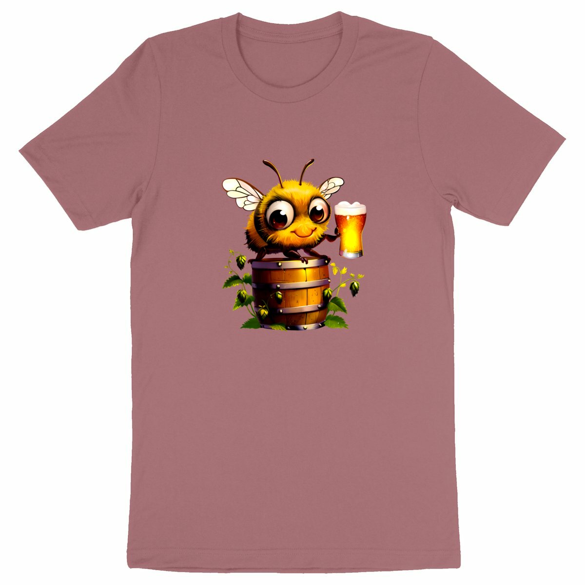 Bee Drinking Beer 2 Front T-shirt Homme à Col Rond