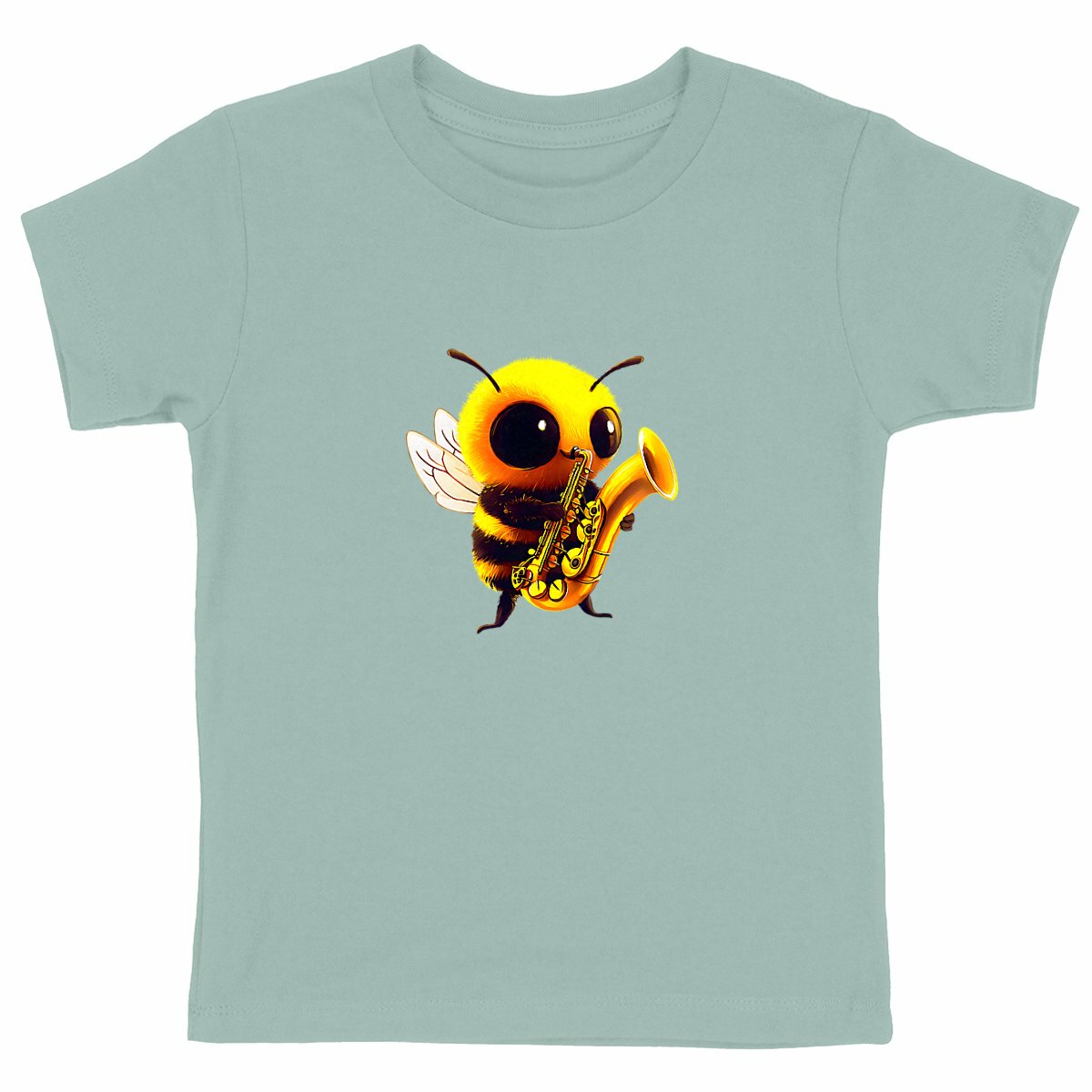 Saxophone Bee 1 Front T-shirt Enfant à Col Rond