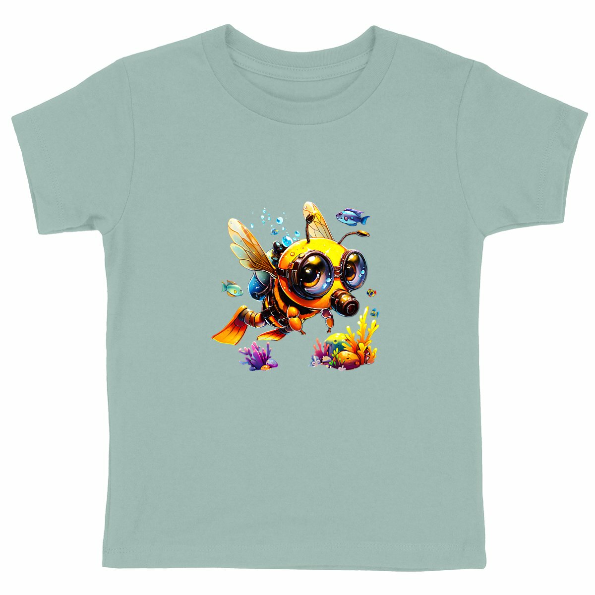 Diving Bee Front T-shirt Enfant à Col Rond