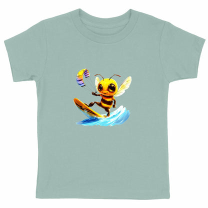 Kitesurfing Bee Front T-shirt Enfant à Col Rond