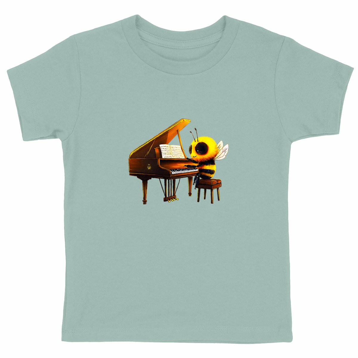 Piano Bee 1 Front T-shirt Enfant à Col Rond